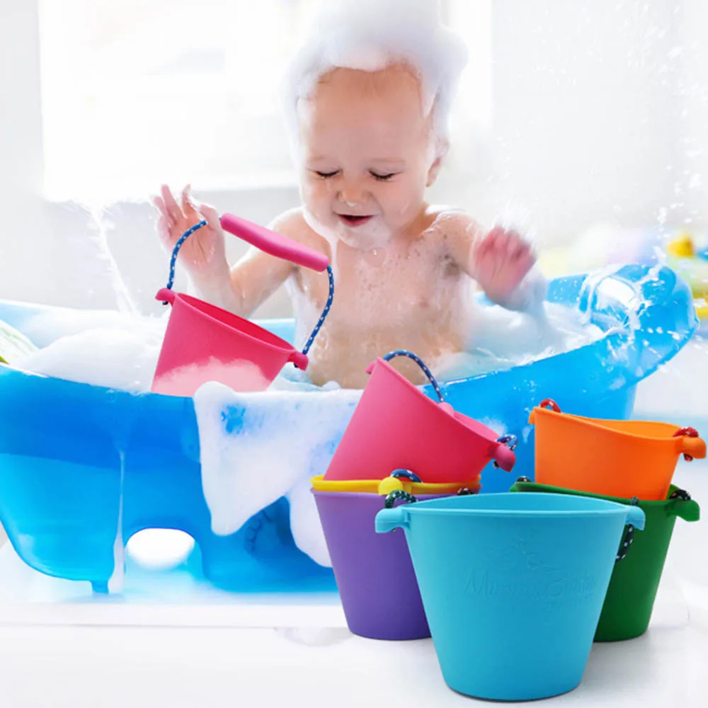 AAG Портативные Детские игрушки для душа, Детские Силиконовые пляжные ведерки, складные детские пляжные песочные игрушки для игры в воду, игровой инструмент