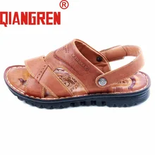 QIANGREN/высококачественные мужские сандалии из натуральной кожи в военном стиле; Домашние пляжные тапочки; домашняя туфля Homme; Летняя обувь Verano