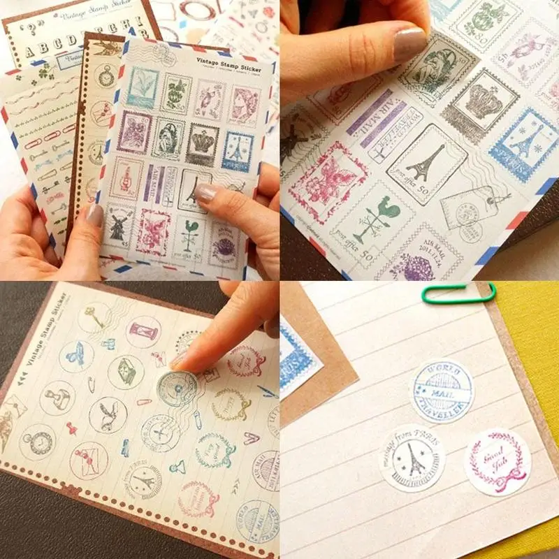 10.3 X 14.8cm Cartoon Papier Sticker Vintage Retro Letter Sticker Diary Scrapbooking Stamp Paper Decorative Sticker Set