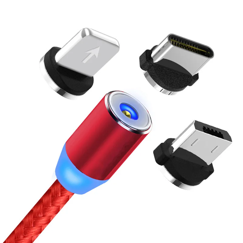 

Magnetic elbow cable for IphoneX XR XS MAX Miceo Usb and C-type blind suction nylon cylindrical charging cable with LED light
