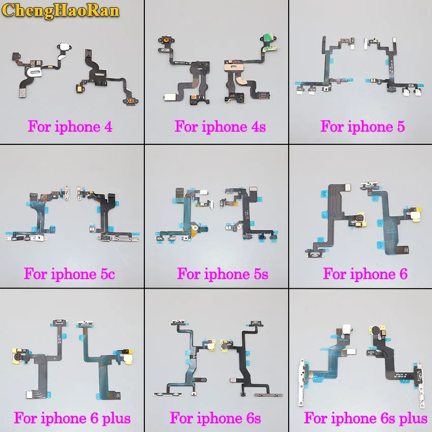 ChengHaoRan для iPhone 4 4S 5 5C 5S 6 6Plus 6S 6splus On Off регулятор громкости гибкий кабель питания