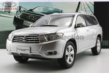 2009 Silver 1:18 TOYOTA HighLander SUV Off Road Alloy Model Car Miniature Scale Model Hot Sale Brinquedos