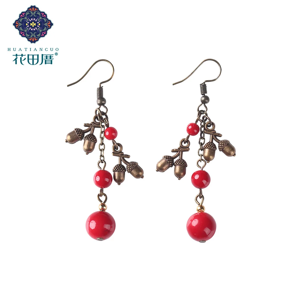 

Alloy Pine Nuts Red Stone Drop Earrings For Women Fashion Long Chain Earrings Wedding Party Jewelry Gift 2019 Wholesale EZ-18059