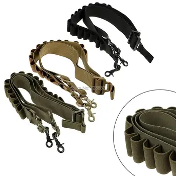 

Tactical Two Point Sling Straps Adjustable Nylon Belt 12GA 20GA Shotgun 15 Shells Cartridge Military Ammo Holder