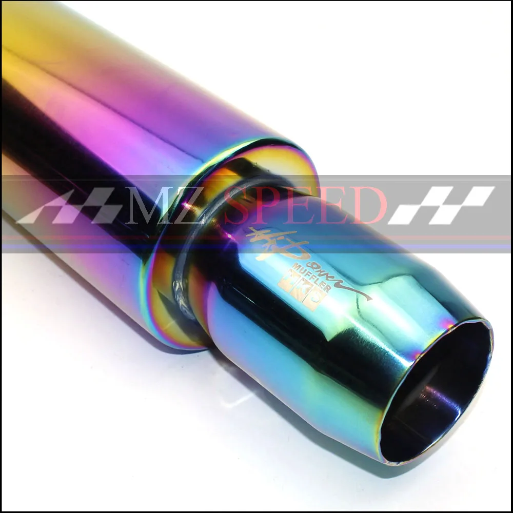 car styling universal car muffler exhaust stainless steel burn-blue muffler 57 mm imported to 76 mm outlet - Цвет: 63mm