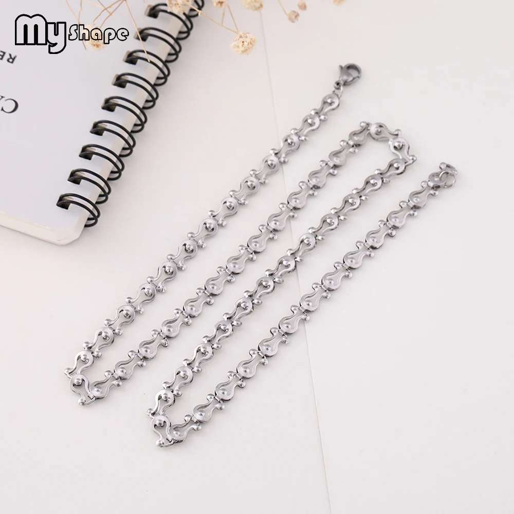 

My Shape Letter U Shape Necklace White Gold Stainless Steel Link Chain Coarse Necklaces Jewelry Men's Accessories Gifts 50cm