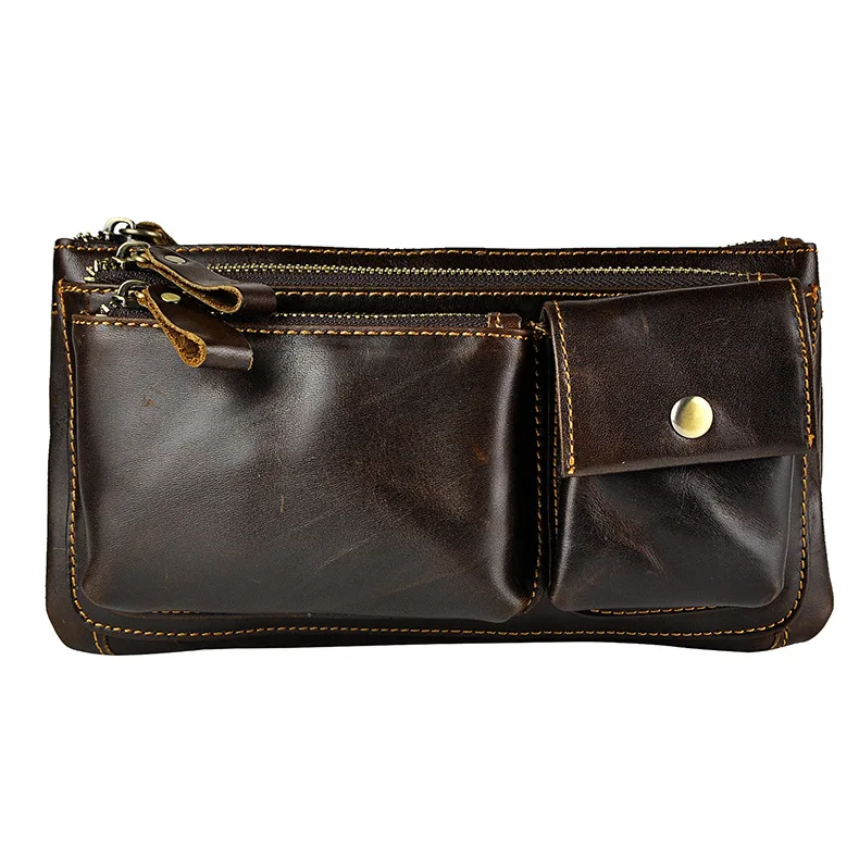 

Fashion Punk Vintage Casual 100% Genuine Leather Cowhide Men Belt Waist Bag Pack Packs Chest Bag For Man Hot Selling