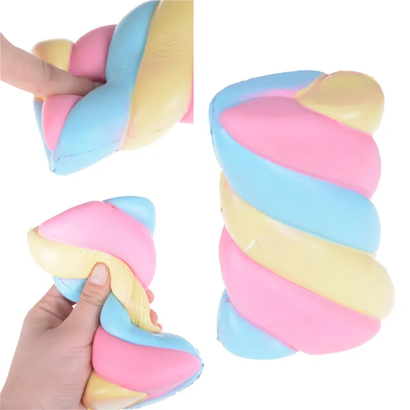 14CM Jumbo Kawaii Super Slow Rising Bread Cake Squishy Rainbow Marshmallow Phone Straps Charms Scented Toys Gifts Hand Pillow