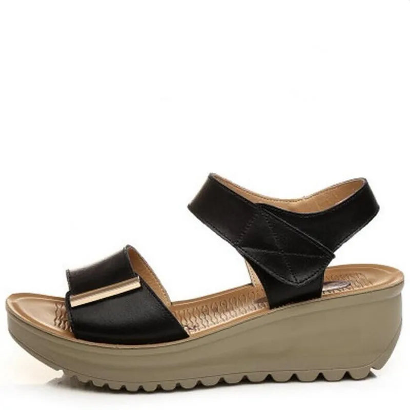 2017 New Summer Women Sandals Genuine Leather Shoes Woman Nurses Shoes Anti-skid Mother Shoes Soft Comfortable Wedges Sandals 2017 New Summer Women Sandals Genuine Leather Shoes Woman Nurses Shoes Anti-skid Mother Shoes Soft Comfortable Wedges Sandals