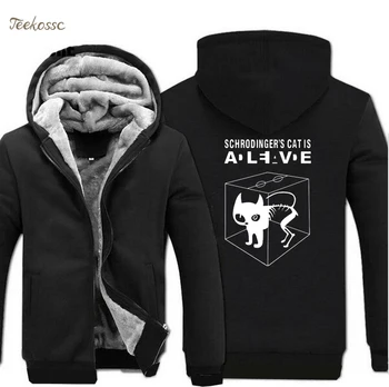 

The Big Bang Theory Schrodinger's Cat Hoodie Print Funny Hooded Zipper 2020 Winter Warm Fleece Sweatshirt Thick Hoodies Men Coat