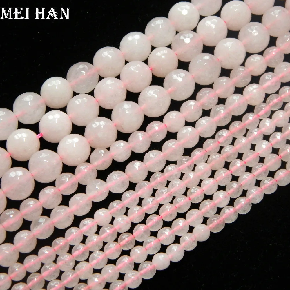 

Meihan Wholesale (3 strands/lot ) faceted round 6mm rose pink quartz crystal beads for diy making design