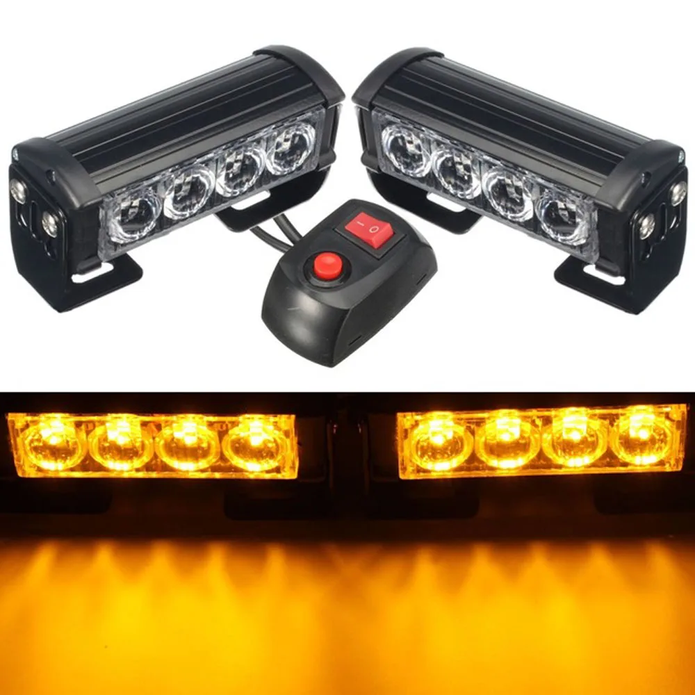 

HEHEMM 8 LED Strobe Warning Light Flashing Lamp for Truck Car Dashboard 12V DC Amber Red White
