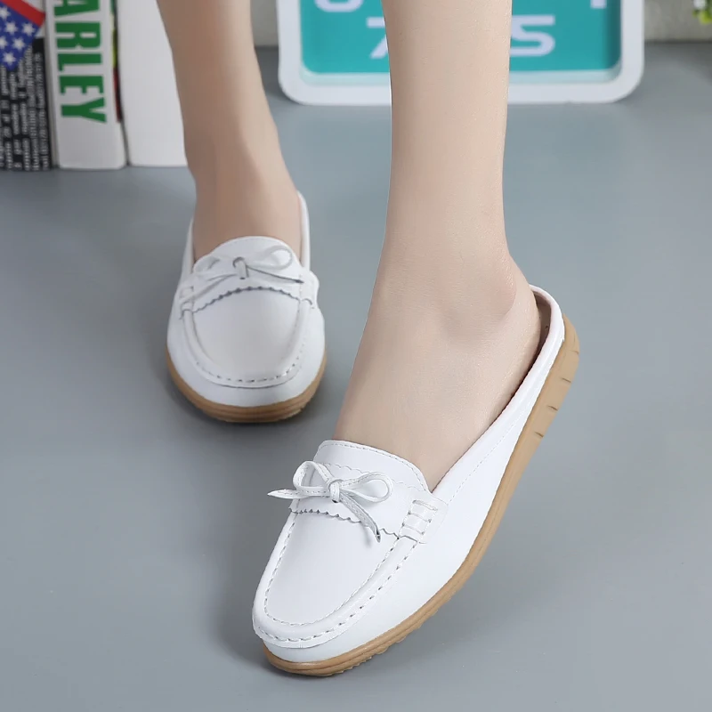 

2018 leather women's slippers flat shoes non-slip women's casual shoes soft shoes casual shoes