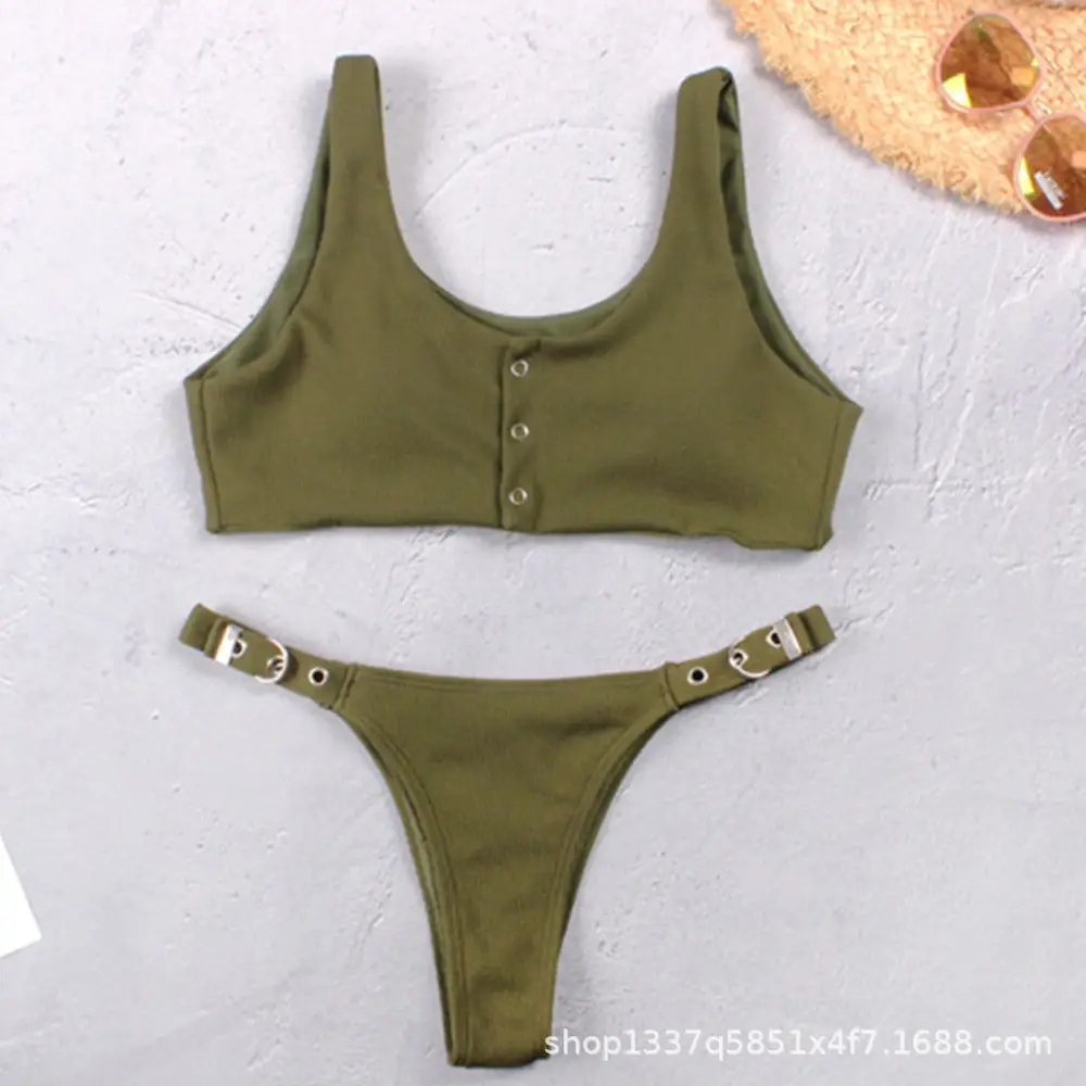 Hot Babes Bikini Set U Neck Wide Strappy Biqiuini 10