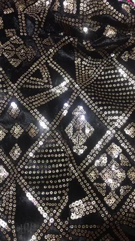 

High Quality African Lace Fabric 2018 Latest S18120336 With Sequins Embroidered Nigerian Lace Fabric For Party