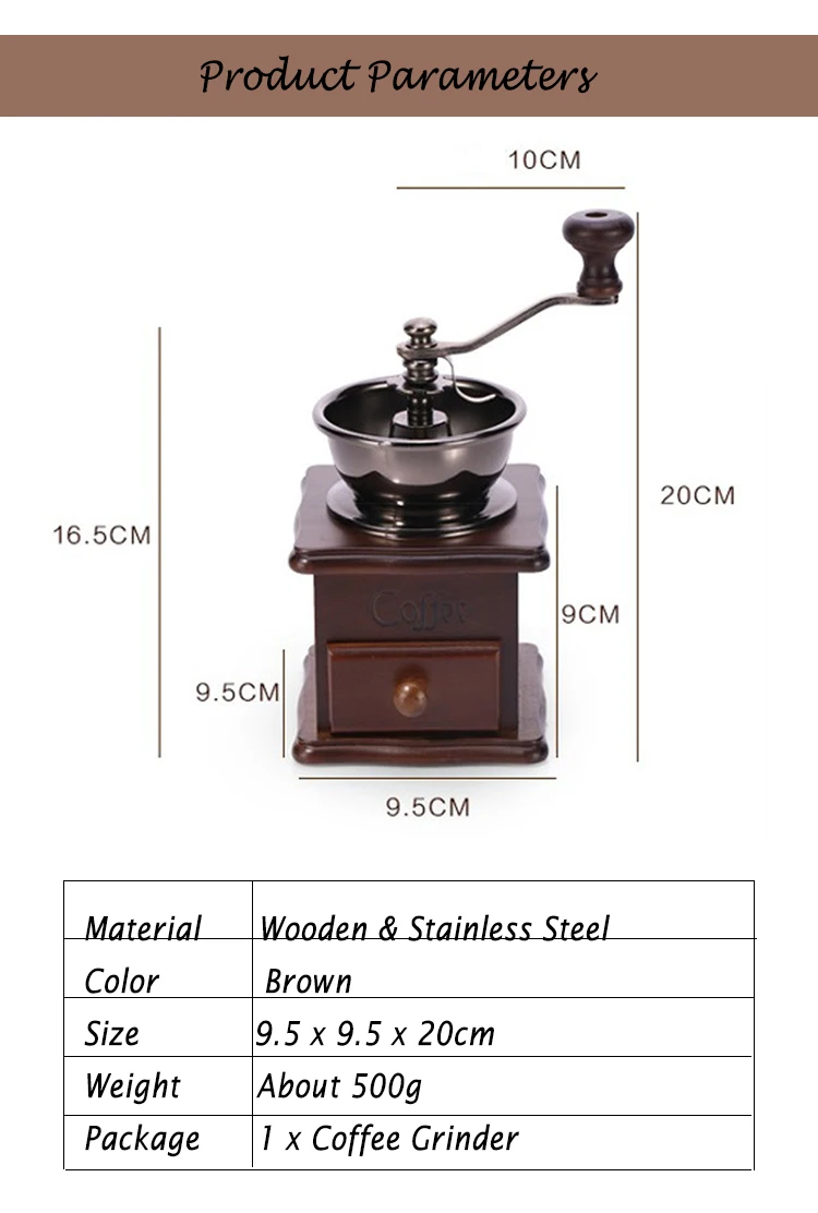 TUANSING классическая деревянная ручная кофемолка из нержавеющей стали ретро кофе специи мини заусенцы мельница с керамическим жерновом