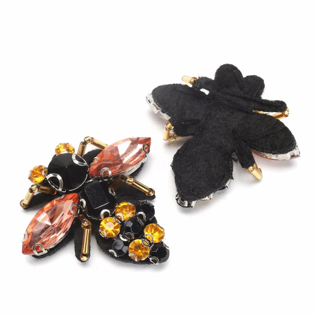 1pc Bee Sequins Rhinestones Beads Fabric Appliques Patches Brooches Sew On DIY Newest