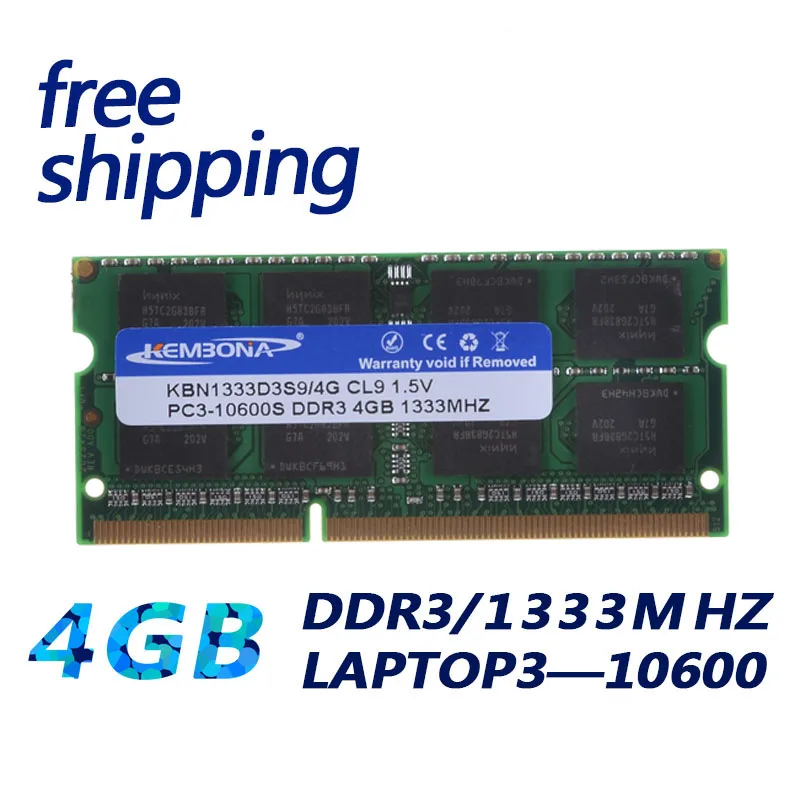 KEMBONA ноутбук память DDR3 ram SoDimm 4GB DDR3 PC3-10600 1333mhz 204 Pin 4G модуль памяти