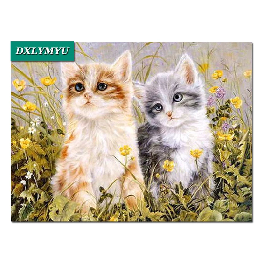 Продажа Алмазов картина квадрат милые глупые twin Cat Наборы для вышивания Алмазная мозаика узор росписи вышивка arts Crafts дома