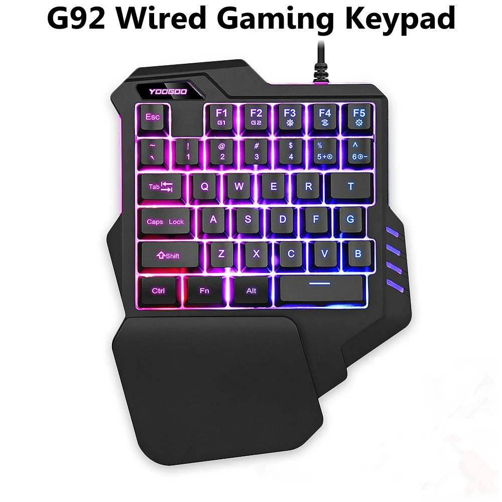 

G92 Wired Gaming Keypad Mechanical feeling keyboard With RGB LED Backlight 35 Keys One-Handed USB 2.0 Portable Game Keyboard