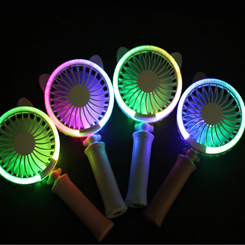 Новый поворот cat ручной рабочего Красочные night light вентилятор USB зарядки мини