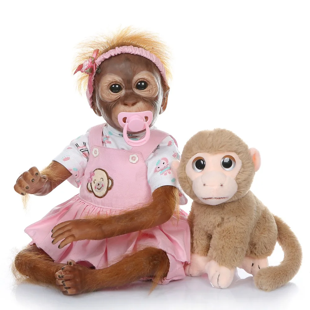 NPK 21 дюймов 52 см ручная работа детальная краска Reborn Baby Monkey Мягкая силиконовая виниловая Гибкая кукла для новорожденных Коллекционная Художественная кукла