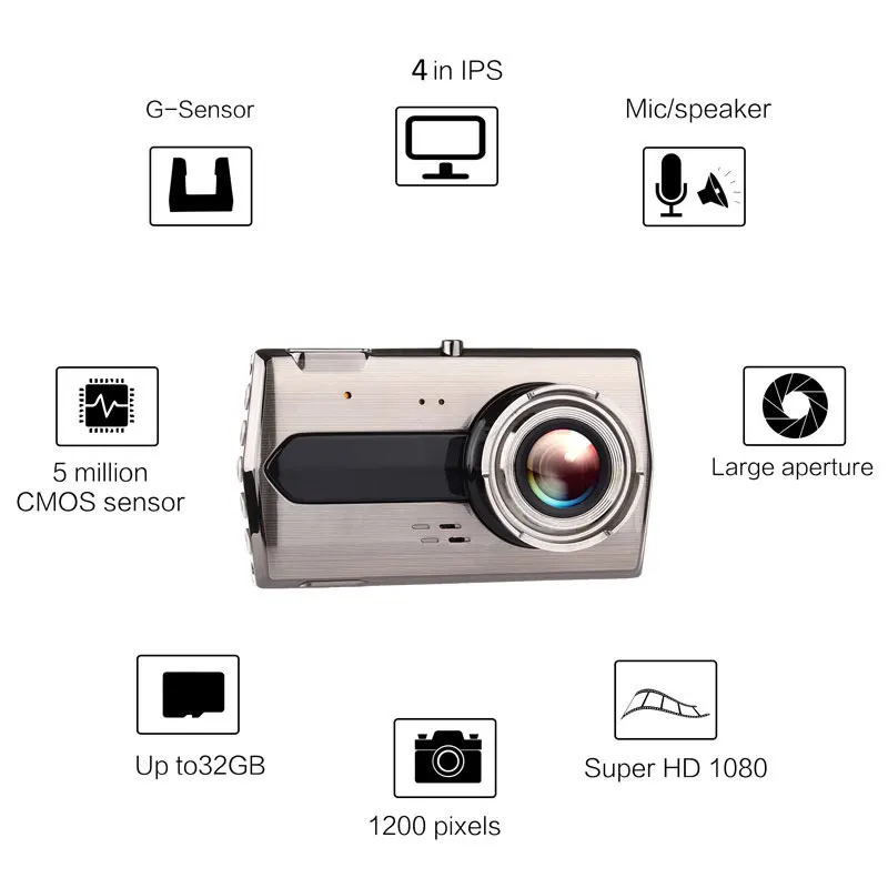 Full HD 1080P видеорегистратор, Автомобильный видеорегистратор, Запись вождения, ips, ночное видение, видео регистратор, монитор парковки, камера, поддержка 32G, TF карта