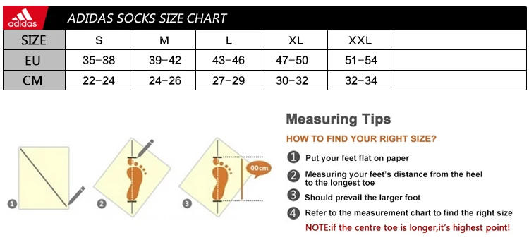 adidas sock chart