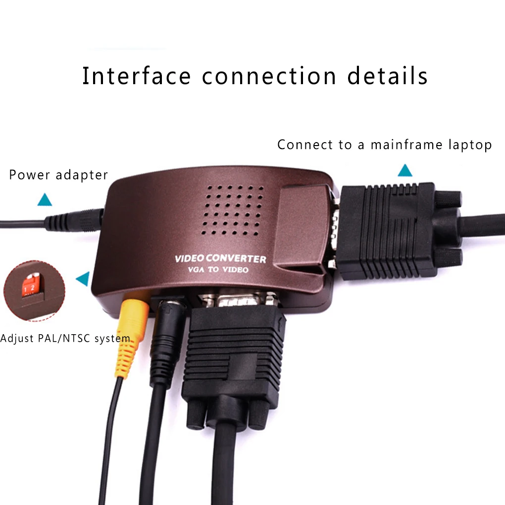 

Universal NTSC PAL VGA to TV AV RCA Signal Adapter Converter Video Switch Box Replacement for Computer Laptop PC