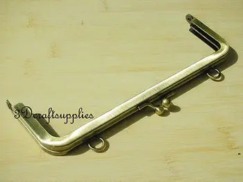 

metal purse frame glue on clasp clip anti bronze 7 1/2 inch X 2 1/4 inch B54