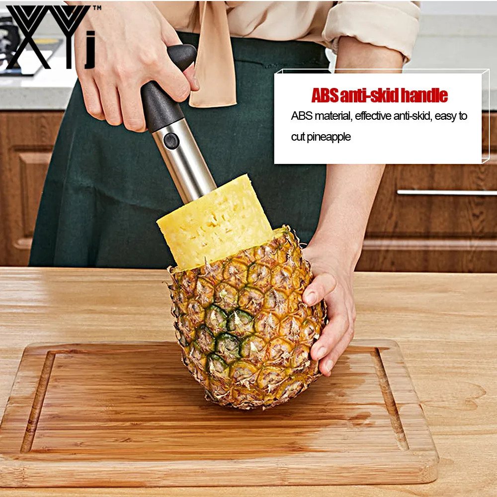 XYj нож для ананаса из нержавеющей стали, слайсер ABS, пластиковые Кухонные инструменты, нож для чистки руля, Режущие кольца с орнаментом в виде фруктов De-Corer