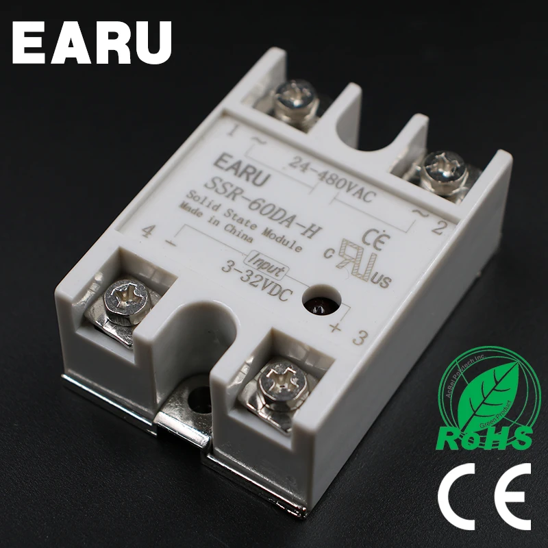 Твердотельное реле SSR-60DA-H 60A SSR 60DA-H 3-32V DC TO 90-480V AC твердотельный регулятор