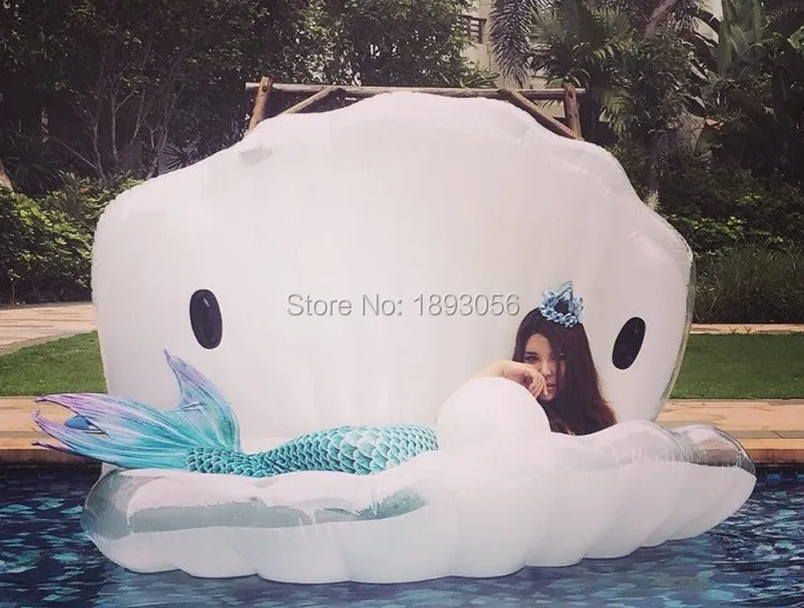 

Island Holiday Girlfriend GIFT Pool Float Toy STRONG Summer Fun Inflatable Open White Pearl Shell Air Mat Water Play Equipment