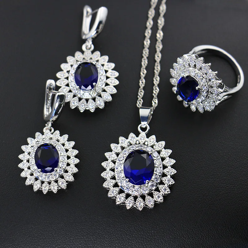 

Round Austrian Crystal Zircon Earrings Necklace Jewelry Set For Wedding Bride Bridesmaid Dinne