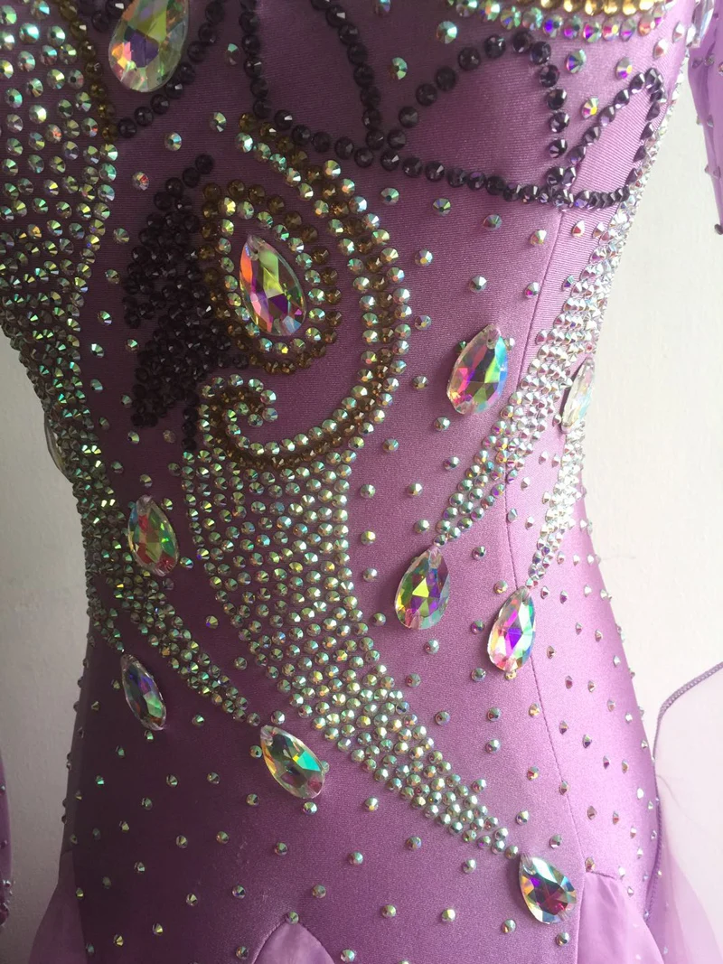 Фиолетовое стандартное бальное платье, высокое качество, на заказ, для женщин, для сцены, танго, вальса, бальных соревнований, платья для танцев