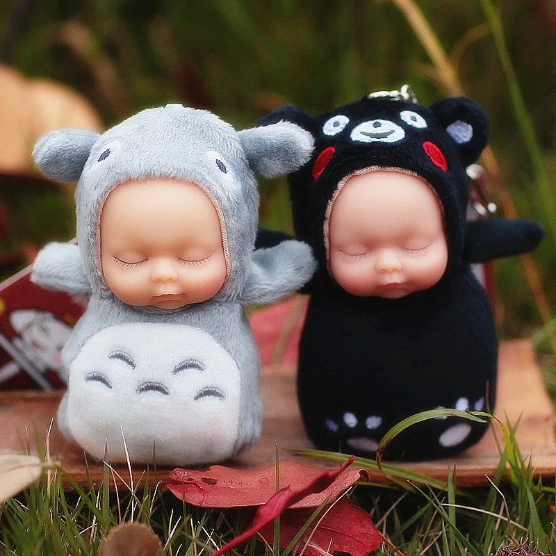 Мода Kawaii Тоторо плюшевый брелок с помпоном Спящая кукла брелок для женщин аксессуары для сумок автомобильный брелок