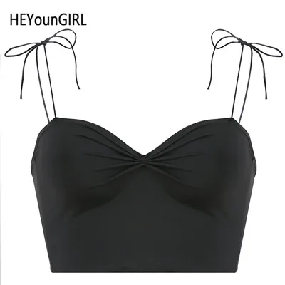 HEYounGIRL Ruched Черный Белый короткий топ женские бюстье с открытой спиной сексуальный топ Харадзюку укороченный камзол уличная Летняя Вечеринка - Цвет: Черный