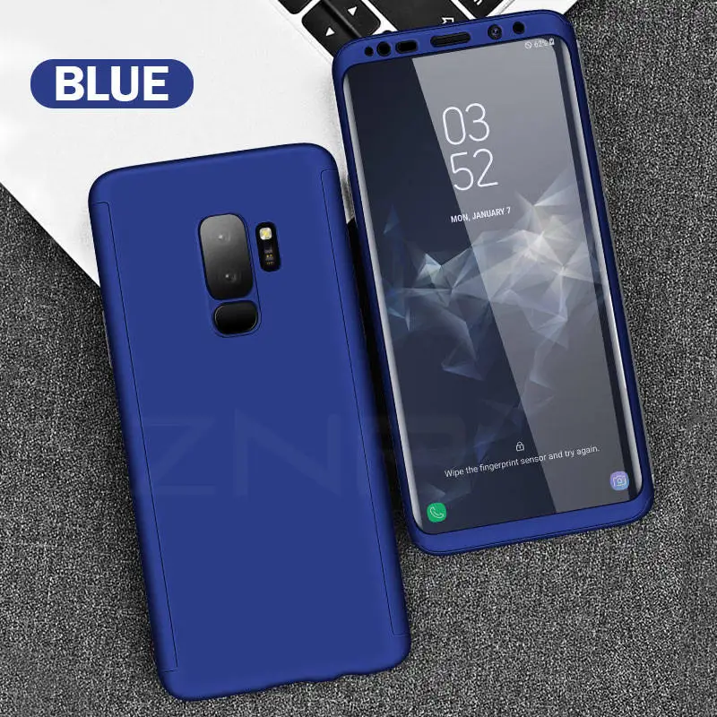 ZNP 360 полный защитный чехол для телефона для samsung Galaxy S10 S9 S8 Plus S7 Edge чехол для Galaxy Note 9 8 S10E S9 со стеклом - Цвет: Синий