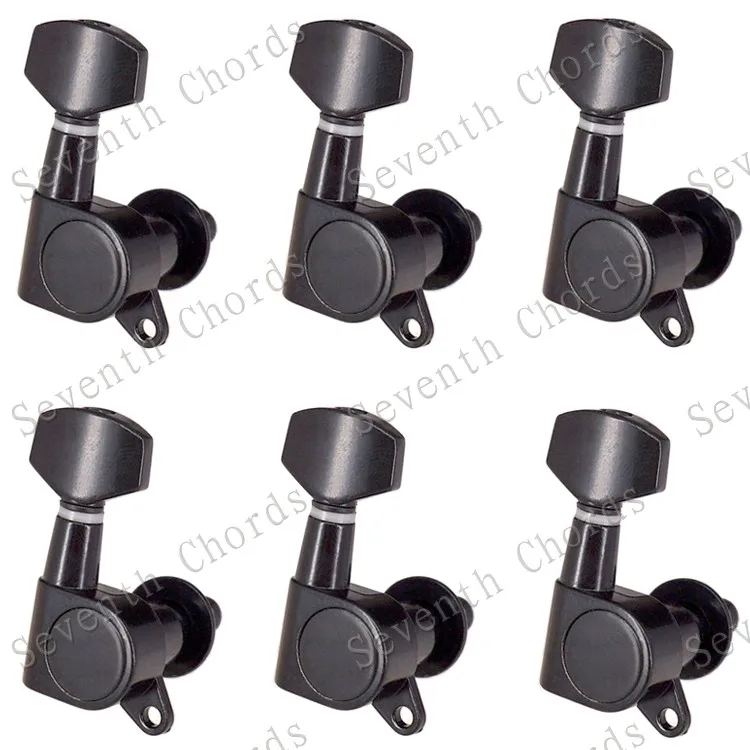 Набор 6 шт. Sealed-gear Guitar Tuning Pegs ключи тюнеры машинные головки для гитары-хромовый и черный и золотистый выбор - Цвет: Black A Set 6R