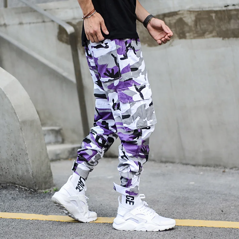 Fashion Camouflage Punk Style Men's Jogger Pants Youth Streetwear Hip Hop Jeans Men Big Pocket Cargo Pants Harem Trousers Homme