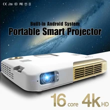 GEFÜHRTER Beweglicher Projektor 2000LM Mini HDMI Projektor Business Home Media Player 4 Karat HD Intelligente Multimedia Projektor Heimkino
