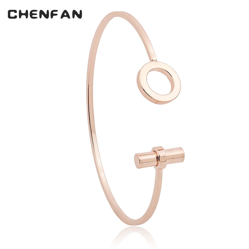 

CHENFAN bijouterie stainless steel bangle metal bracelet with inscription knot bracelet cuff bracelets charm bangle for women