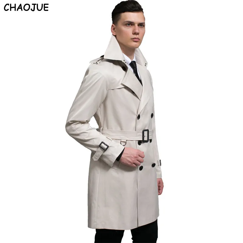 CHAOJUE Mens medium long black trench coat 2018 spring fashion oversized 6XL funky dress coat luxurious trench coats for men