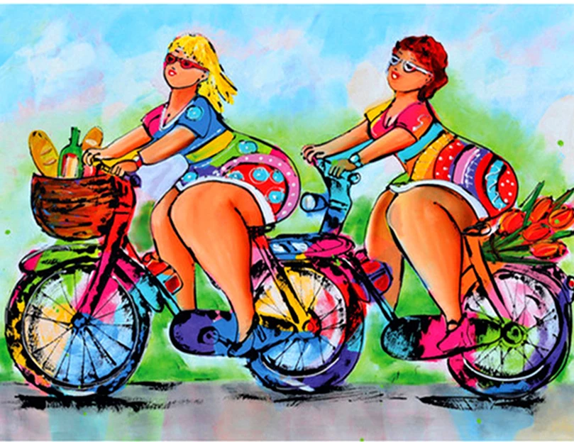 

Full Square & round Diamond 5D DIY Diamond Painting "Fat Woman bicycle" 3D Embroidery Cross Stitch Mosaic Painting Decor