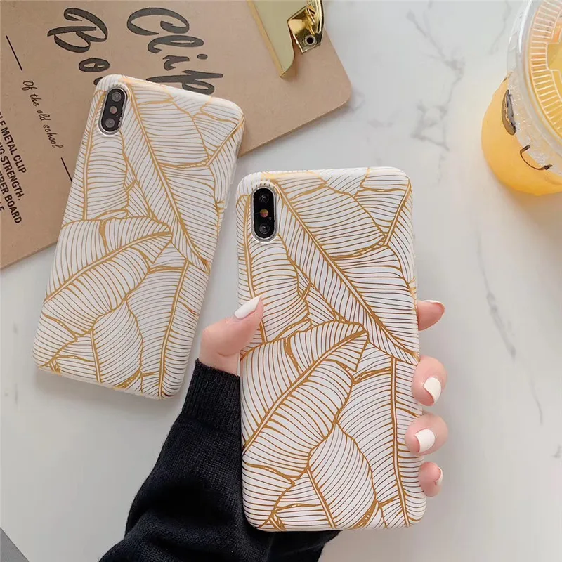 

Shiny laser Banana leaf Case for iphone 7 case soft tpu silicone case for iphone XR XS XS Max 6 6s 7 8 plus phone case capa