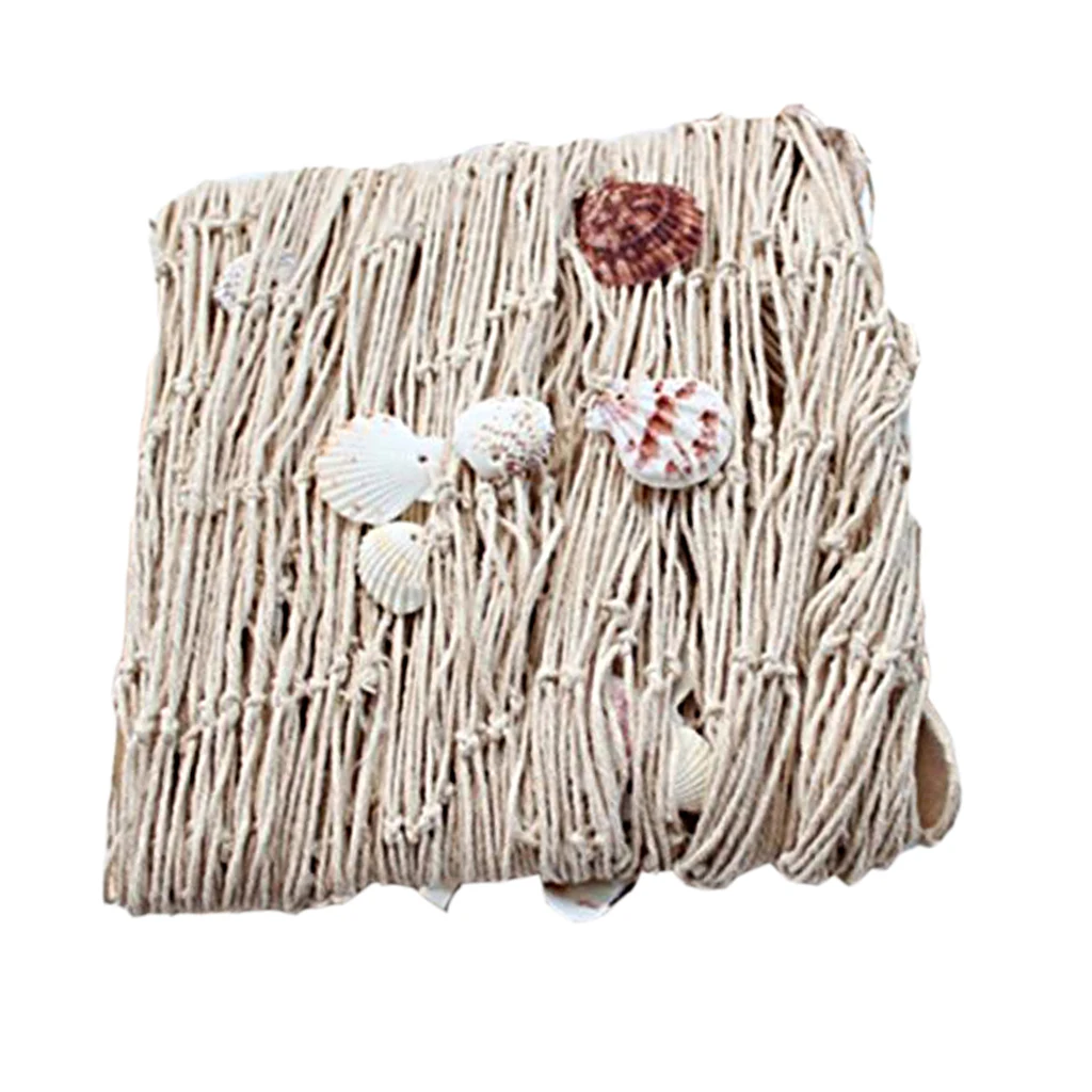 2x4M Nautical Fishing Net Shell Photo Prop Beach Scene DIY Party Decor Beige