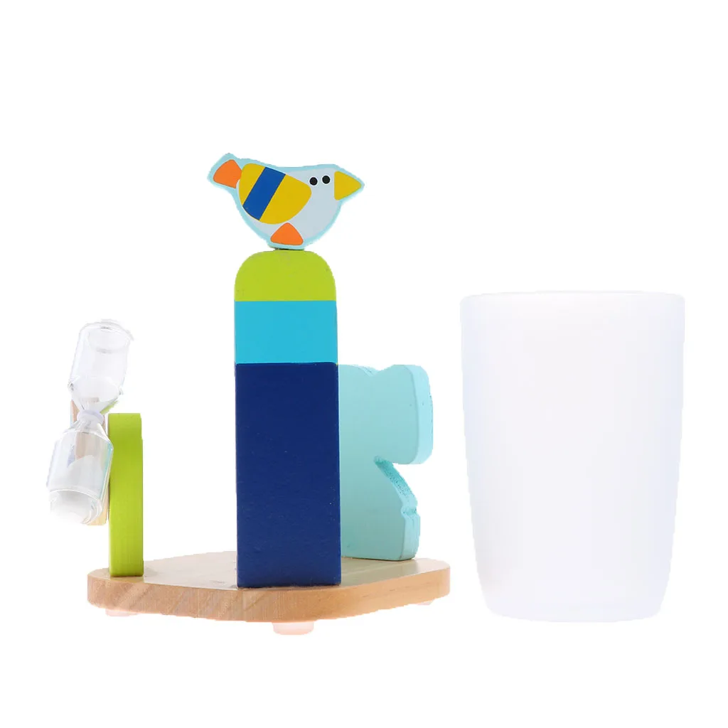Kids Toothbrush Cup Toothpaste Holder Set with 3 Minutes Brushing Timer for Bathroom Accessories - Elephant 
