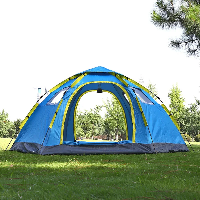 

6-10 Person Automatic Big Camping Tent with 2 Door 4 Window Anti-UV Mongolian Yurt Tent Big Space Outdoor Tent 305x240x145cm