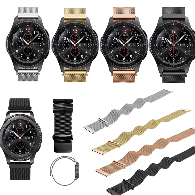 

22mm Loop For Gear S3 Bands Magnetic Closure Clasp Replacement Strap With Adapters For Samsung Gear S3