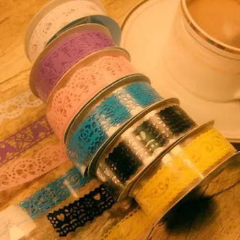 

10Pcs/Lot DIY Diary Hollow Decorative Stickers Lace Tape Stationery School Gift multicolor 006001001